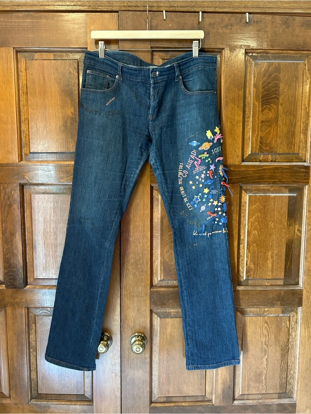 Vintage Iceberg ICE Space Embroidered Jeans Mens 36x34 (Tag 32) Y2K Italy Blue